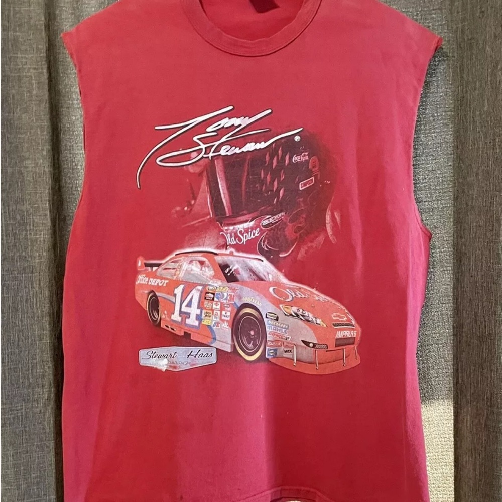 Vintage Tony Stewart NASCAR #14 Old Spice/Office Depot Sleeveless T-Shirt XL.